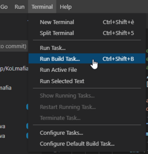 Terminal => Run Build Task...